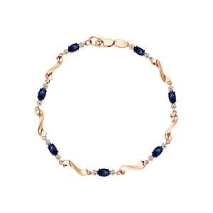 Золотой браслет с бриллиантами природными и сапфирами природными