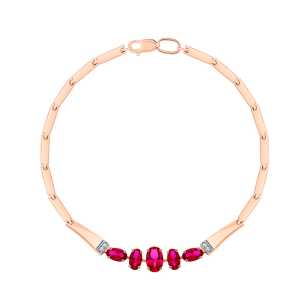 Золотой браслет с бриллиантами природными и рубинами выращенными