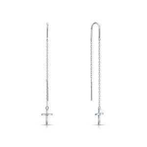 Серебряные серьги с бриллиантами природными