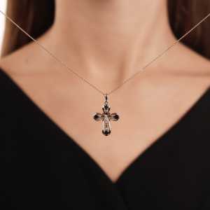 Золотой крестик с сапфирами природными