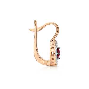 Золотые серьги с бриллиантами природными и рубинами природными