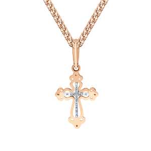 Золотой крестик с бриллиантами природными